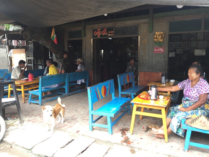 The teahouse is just outside the wet market in Mandalay